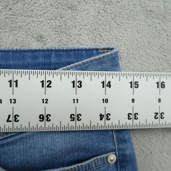 Seven7 Jeans Women's 6 Blue Mid-Rise Straight Crop Denim 24.5" Inseam Distressed - Picture 2 of 16